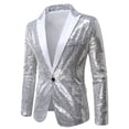 thumbnail image 1 of Birdeem Mens Color Matching Sequin Suit, One Button Dress, Performance Suit, Long Sleeved Lapel Collar Suit Jacket Coat Blazer, 1 of 7