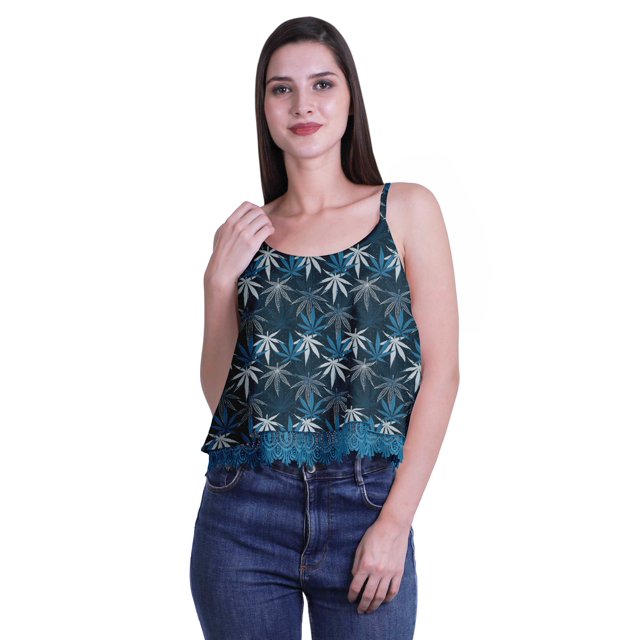 Moomaya Haut Court à Bretelles Spaghetti Imprimé pour Femmes Cami Tops d'Été