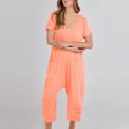 thumbnail image 2 of Birdeem Combinaisons pour Femmes Mode Femmes Combinaison Décontractée à Manches Courtes Combinaison Unie Combinaisons Pantalon à Jambe Grand avec Poche, 2 of 12