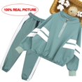 thumbnail image 1 of AAMILIFE Girls Sport Clothes Set Sweatshirt + Pants Letter Pattern Print Teenage Tracksuit, 1 of 2