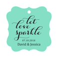 thumbnail image 1 of Darling Souvenir Custom Let Love Sparkle Wedding Hang Tags Personalized Fancy Frame Paper Tags -Mint Green-100 Tags, 1 of 1