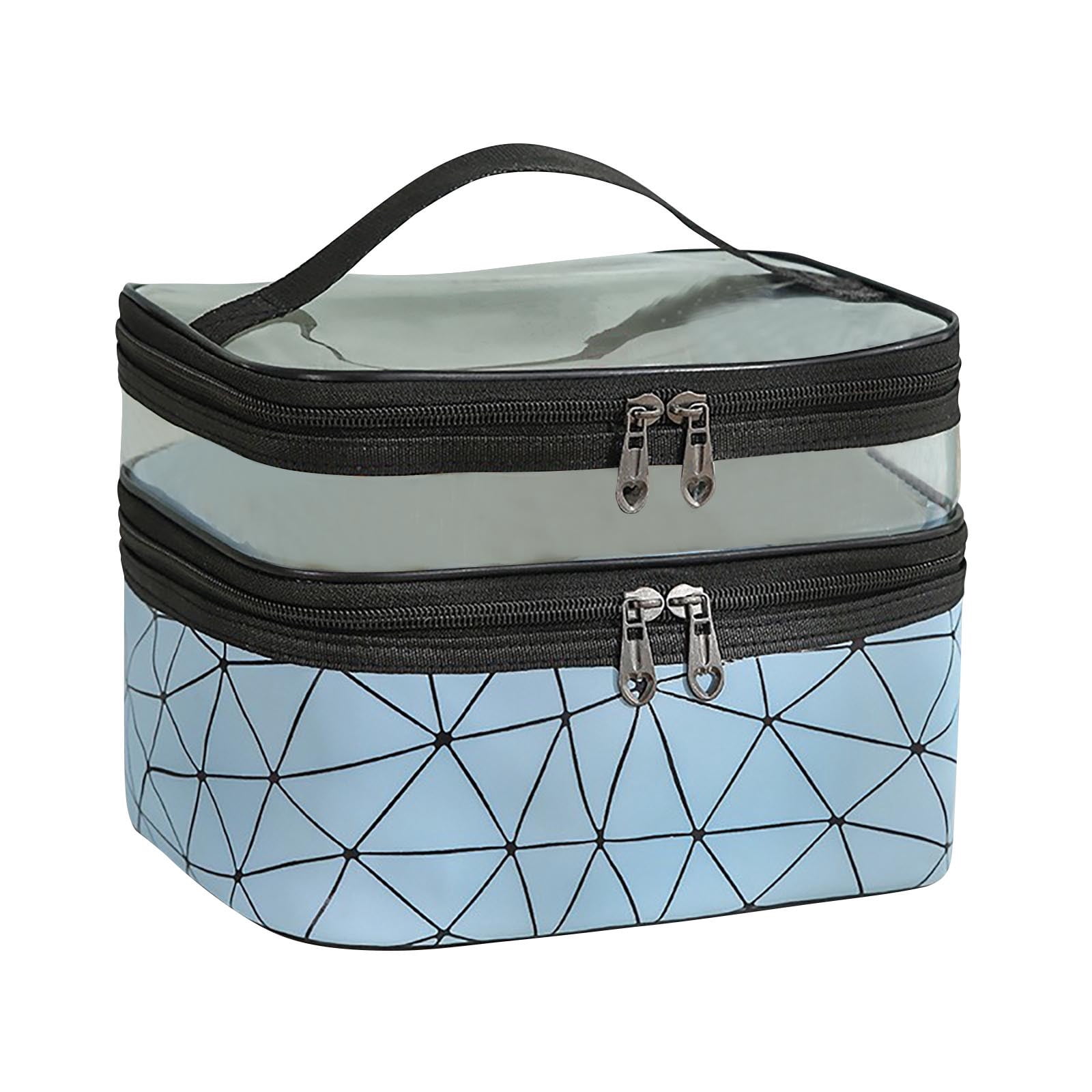 Organization and Storage Zippered Tote Bag, Portable Bathroom Travel Bag In Waterproof Clear Pvc Double Layer Cosmetic Bag