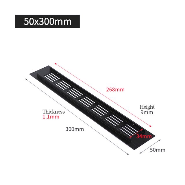 MYG 50mm Aluminium Rectangular Cabinet Wardrobe Air Vent Grille Ventilation-Cover