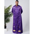 thumbnail image 3 of Moggemol Robe d'Église pour Hommes avec Étole Costume de Prêtre Jeu de Rôle Manches Longues Croix Dorée Violet TG, 3 of 8