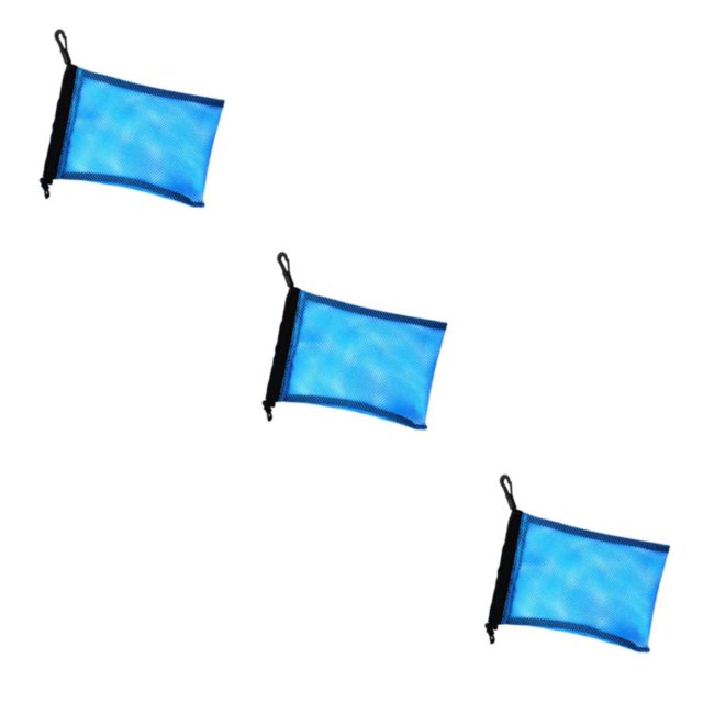 mmirethe Dive Swimming Drawstring Mesh Bag Storage Snorkel Diving for Gear Blue 9 Inch x 6.5 Inch 3Set