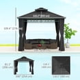 thumbnail image 3 of Outsunny Pavillon à Toit Rigide à Double Toit 9 Pieds x 10 Pieds avec Moustiquaires et Rideaux Noir, 3 of 10
