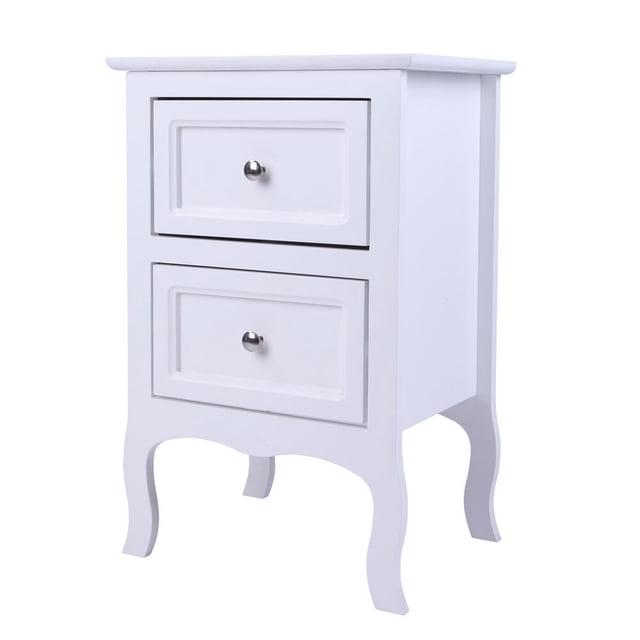 Ktaxon Table de Chevet avec 2 Tiroirs, Fini Blanc. Cette Table de Chevet en Bois Présente un design de Style Campagnard avec des Pieds Courbés et une Finition Blanche. Elle Comprend Deux Tiroirs Coulissants avec des Poignées Rondes en Métal pour un Grand Rangement de Petits Articles comme des Clés Ou des Lunettes. le Dessus de Table Offre de l'Espace pour une Lampe Ou une Horloge. Dimensions Sont 15.75 x 11.81 x 23.62 Pouces (40 x 30 x 60 cm).