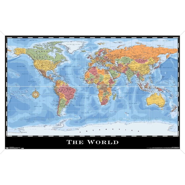 Map - World Wall Poster, 22.375" x 34"