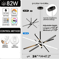 thumbnail image 3 of Linear Sputnik Chandelier, 24" Black LED Pendant Light with Adjustable Rods for Kitchen Island, Dining Room, 3 of 7