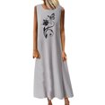 thumbnail image 1 of RKSTN Robes d'Été pour Femmes 2023 Mode Décontractée Col Rond Sans Manches Jupes Maxi Poches Vacances Couleur Unie Plage Longue Robe avec Imprimé Graphique, 1 of 4
