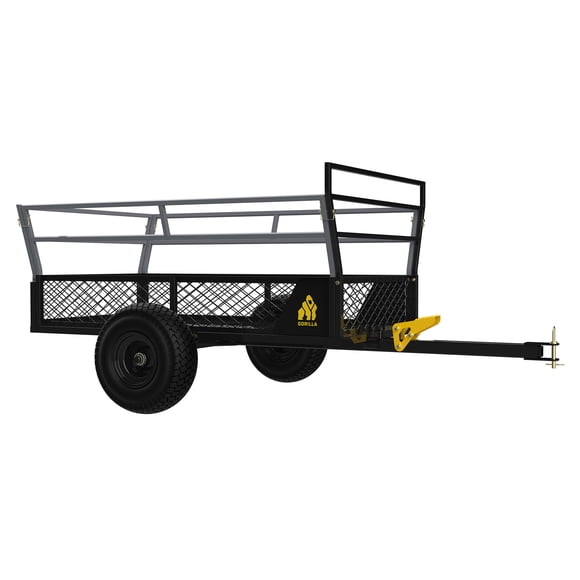 Gorilla Carts Remorque VTT Robuste de 25 Pi3 avec Côtés Amovibles, Capacité de 1400 lb, Noir