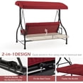 thumbnail image 2 of YODOLLA 3 Person Canopy Steel Porch Swing, Converting Swing Glider Hammock-Red, 2 of 7