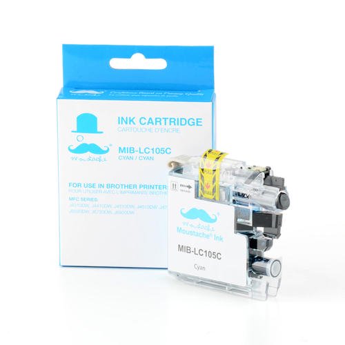 Cartouche d'Encre Cyan Compatible à Rendement Élevé pour Brother LC105C - Moustache®