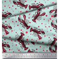 thumbnail image 2 of Soimoi Polyester Crepe Fabric Dot & Lobster Ocean Print Sewing Fabric Yard 52 Inch Wide, 2 of 3