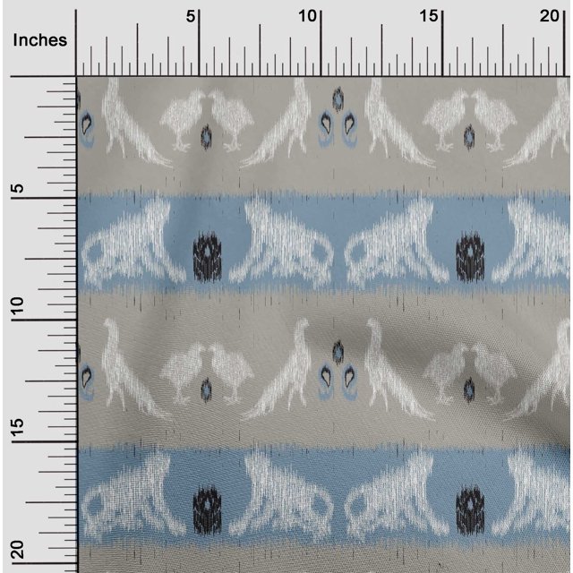 oneOone Georgette Viscose Fabric Stripe|Bird & Monkey Ikat Printed Fabric 1 Yard 42 Inch Wide