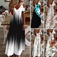 thumbnail image 1 of Robe Formelle Imprimé Floral Dentelle Été Ample une Ligne Robe Maxi pour Banquet, 1 of 13