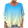 thumbnail image 3 of WRKEKC T-Shirts à Manches Longues pour Femmes, Chemises à Manches Longues pour Femmes, T-shirt Tendance Confortable à Manches Longues à Col Rond Dégradé Imprimé pour Femmes Grande Taille, 3 of 6