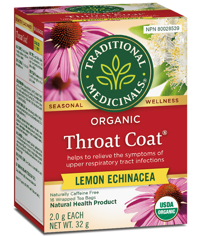 Traditional Medicinals - Organic Throat Coat Lemon Echinacea- 16 Tea Bags