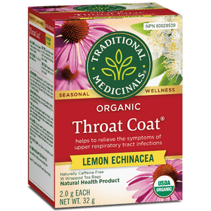 Traditional Medicinals - Organic Throat Coat Lemon Echinacea- 16 Tea Bags