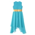 thumbnail image 4 of Ocealan Robe de Danse pour Filles Enfants Métallique Sans Manches Longue Robe Ourlet Irrégulier Danse Bleu Vert 6, 4 of 5