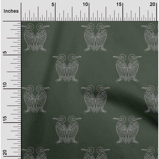 oneOone Silk Tabby Fabric Bird Artistic Sashiko Print Fabric BTY 42 Inch Wide