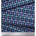 thumbnail image 2 of Soimoi Blue Rayon Fabric Diamond & Triangle Geometric Print Fabric by the Yard 56 Inch Wide, 2 of 2