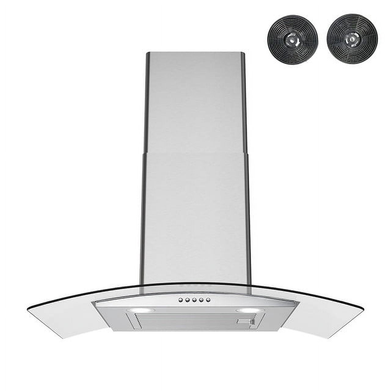 Streamline 30 in. Rosmini Ductless Wall Mount Range Hood in Brushed Stainless Steel with Baffle Filters, Push Button Control, LED Lights