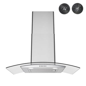Streamline 30 Rubiani Capuche murale convertible en acier inoxydable brossé avec filtres à baffles, contrôle du bouton poussoir, LED Lumières