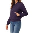 thumbnail image 4 of INSPIRE CHIC Women's Stand Collar Zip Up Raglan Sleeves Bomber Quilted Jacket XS Dark Purple, 4 of 6