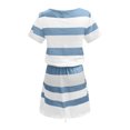 thumbnail image 5 of Fridja Robe Ample Décontractée pour Femme à Col en V, Manches Courtes, à Bandage, à Rayures Imprimées, 5 of 5