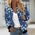thumbnail image 2 of Pisexur Veste de Baseball pour Femmes Plus Cardigan Kimono Léger à Fleurs Imprimé Manches Longues Zip Veste Bomber, 2 of 4
