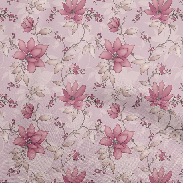 oneOone Tissu Popeline de Coton Rose Floral Rétro Tissu pour Robe Tissu Imprimé au Mètre 42 Pouces de Large