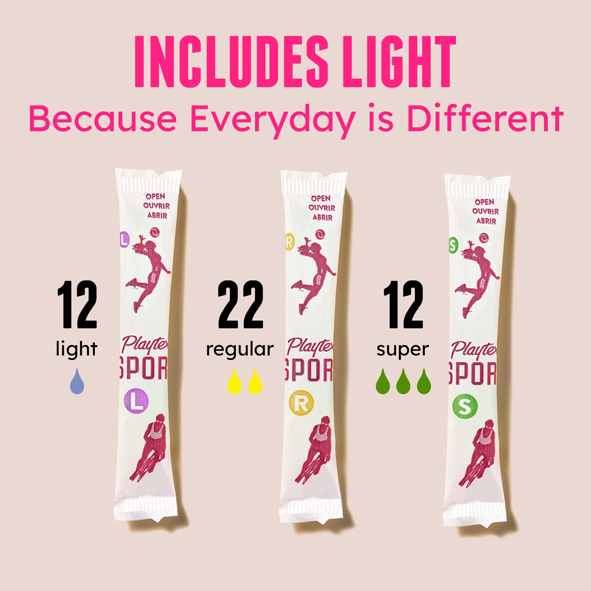Playtex Sport Jumbo Pack Léger-Régulier-Super 46ct
