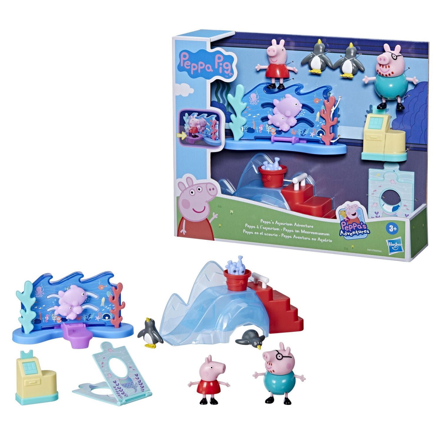 Peppa Pig Peppa’s Adventures Peppa’s Aquarium Adventure Playset Preschool Toy: Includes 4 Figures and 8 Accessories; for Ages 3 and Up