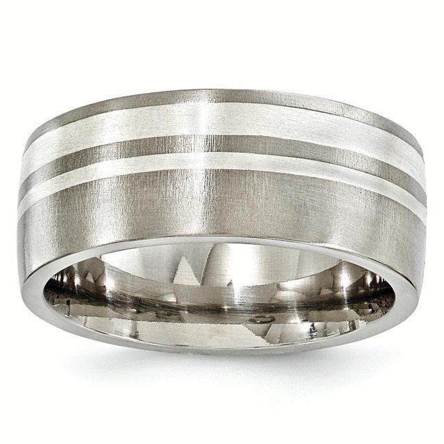 Edward Mirell Titane & Argent Sterling Bande Brossée 9mm Taille 8