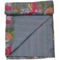 thumbnail image 3 of Courtepointe Kantha Indienne Faite à la Main à Imprimé Floral, Couvre-Lit, Couverture Format ( Simple 60 Pouces x 90 Pouces ), 3 of 4
