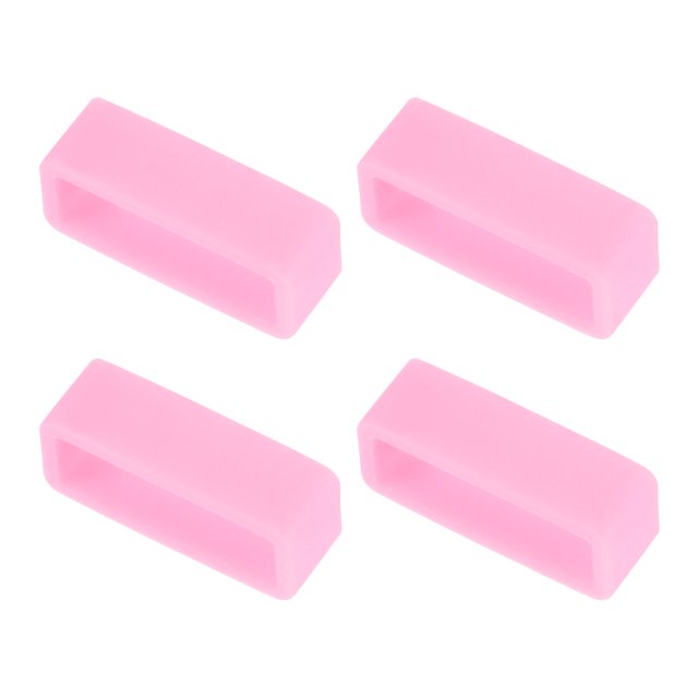 Unique Bargains Watch Band Strap Loops Silicone for 19mm Width Watch Band, Pink 4 Pack