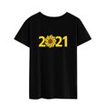 thumbnail image 2 of Hauts d'Été Grande Taille pour Femmes Chic Mode Femmes Manches Courtes Col Rond T-shirt 2021 Haut Imprimé T-shirt Col en V Femmes en Liquidation, 2 of 5
