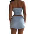 thumbnail image 2 of Fortune Ensemble 2 Pcs pour Femmes, Haut Tube Sans Bretelles, Jupe Super Courte Taille Basse, 2 of 9