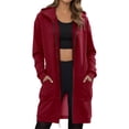thumbnail image 1 of Sweat à Capuche pour Femmes, Fermeture Éclair, Automne, Longueur Étendue, avec Poche, Coupe Décontractée, Léger, Col Rond, RD2 S, 1 of 4