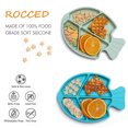 thumbnail image 2 of Silicone Baby Suction Plates with Spoon and Fork Set, Toddler and Kids Divided Dishes, Baby First Stage Self Feeding Training Utensils BPA Free, 2 of 5