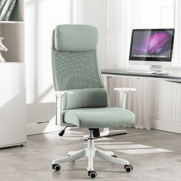 High Back Home Office Task Chair, Breathable Executive Swivel Computer Chair Comfy Mesh Desk Chair with Thick Padded Seat, Headrest and Movable Waist Cushion, Green