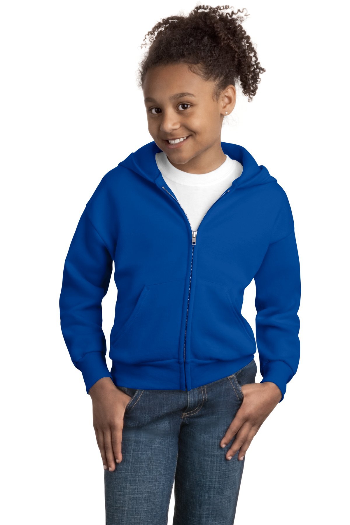 Hanes Girls Comfortblend EcoSmart Full-Zip Hooded Sweatshirt