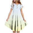 thumbnail image 2 of Tranfacy Robes d'Été pour Ados, Robes pour Filles Taille 10-12, Robe d'Été pour Filles 6-15 Mode Robe à Dégradé de Couleurs avec Poches Manches Courtes Col Rond Robe Trapèze, 2 of 5