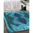 thumbnail image 3 of Ahgly Company Machine Washable Indoor Rectangle Transitional Bright Turquoise Blue Area Rugs, 6' x 9', 3 of 7