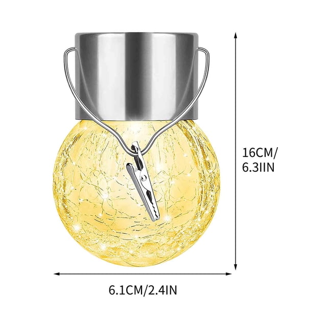 1-Pack Hanging Solar Lights, Decorative Cracked Glass Ball Light, Multicolor Solar Powered Waterproof Globe Lighting for Garden, Tree