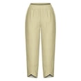 thumbnail image 4 of Timegard Plus Size Pants for Women Elastic Waist Solid Color Comfy Fall Casual Crop Pants with Pockets, 4 of 5