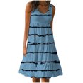 thumbnail image 2 of SMihono Robes d'Été Bohémiennes pour Femmes Grande Taille Mode Décontractée Sexy Col Carré Imprimé Robes d'Été Sans Manches Robe Pull, 2 of 5