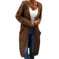 thumbnail image 1 of Women Hooded Open Front Cardigan Cable Knit Sweaters Solid Chunky Long Sweater Coats with Pockets, 1 of 5