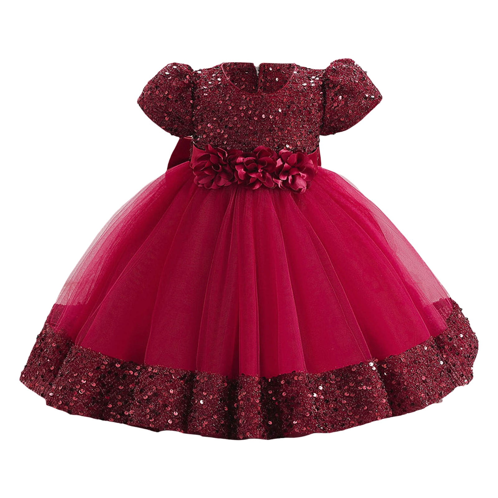 Robe Formelle pour Filles à Manches Bouffantes, Robe de Bal pour Filles, Robe en Tulle pour Filles, Robes pour Filles Préados 4-5 Ans